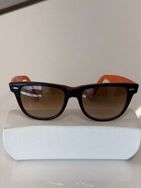 Authentic Ray-Ban Wayfarer Sunglasses Black & Orange Gradient Lenses